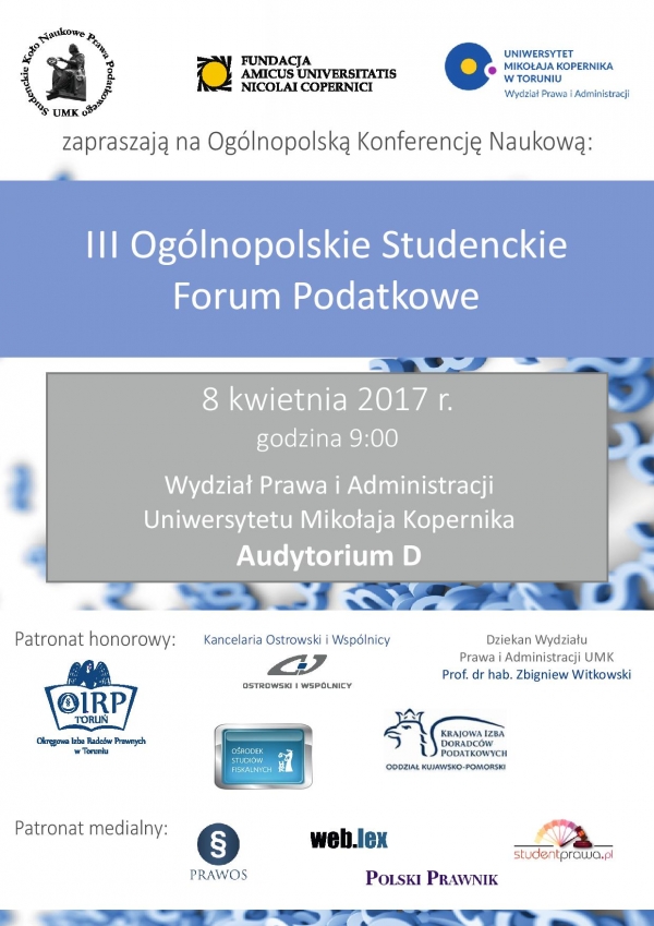 III Ogólnopolskie Studenckie Forum Podatkowe